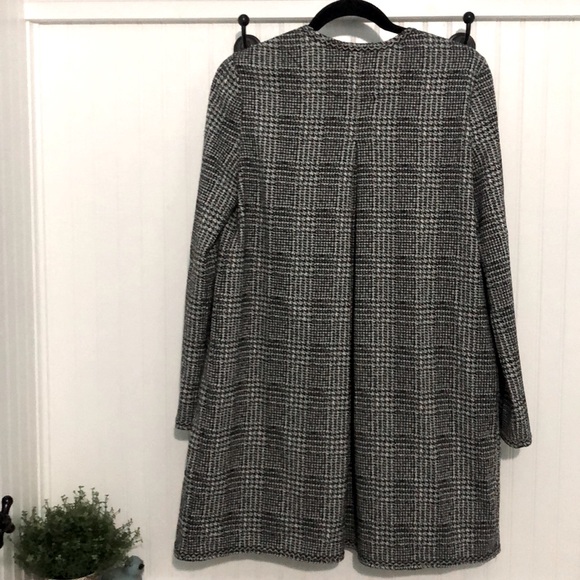 nwotMAX STUDIO Houndstooth Duster Jacket Open Front Knit UNLINED Pockets - Picture 3 of 5